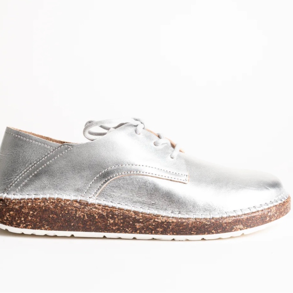 Birkenstock Gary Metalic Silver Lace-Up loafers new no box size 9.5 - Picture 5 of 12